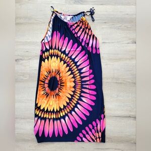 NWOT Tommy Bahama Purple and Orange Floral Dress Tie-Neck size medium